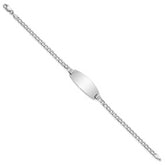 14k White Gold Polished Semi-Solid Chain/Solid Plate Curb Link Oval 25x11.5mm Plate 8 inch ID Bracelet